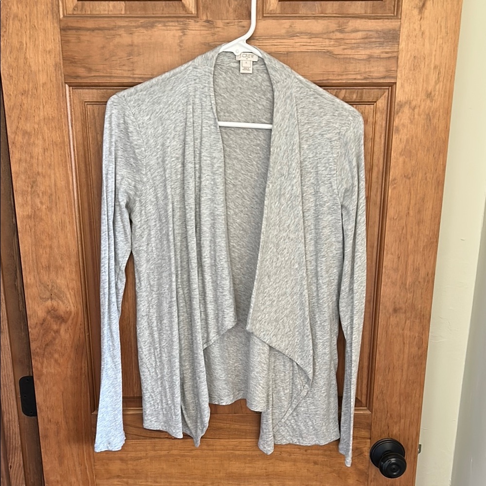 J. Crew Gray Waterfall Cardigan Sweater